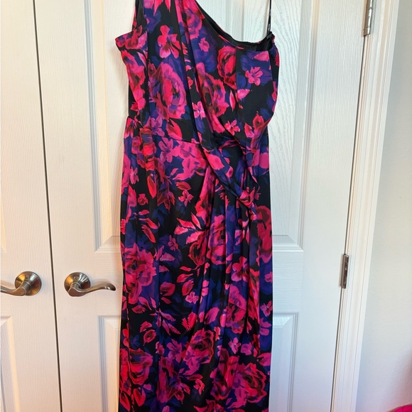 Floral Asymmetrical Dress - Pink and Purple - Picture 1 of 3